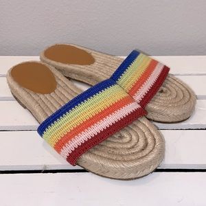 GAP NEW Rainbow Slides Sandals Jute Espadrilles Size 8